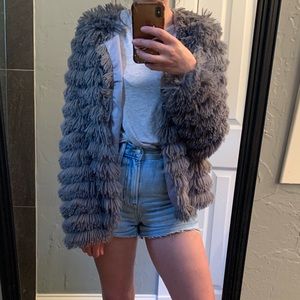 Shaggy faux fur coat